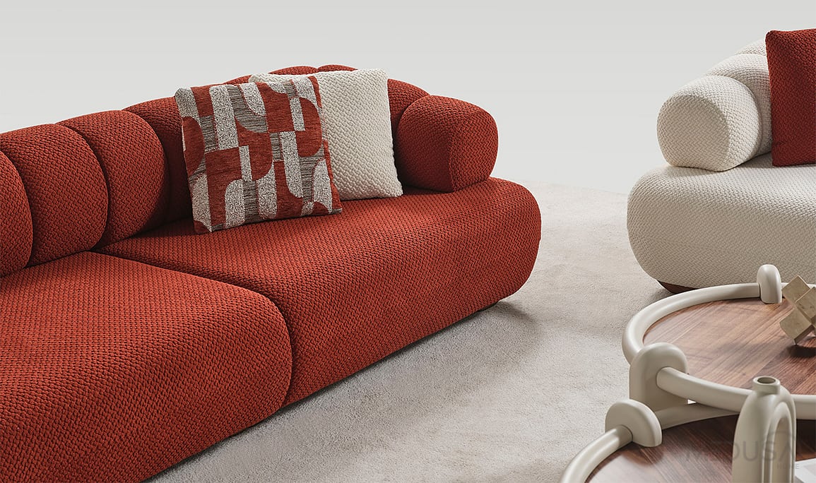 Medusa Home Mobilya - Brio Kırmızı Üçlü Koltuk