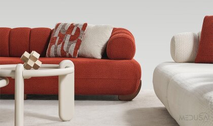 Medusa Home Mobilya - Brio Kırmızı Üçlü Koltuk