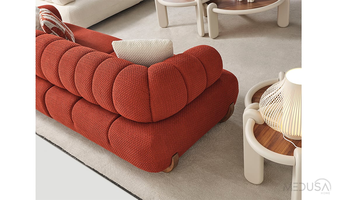Medusa Home Mobilya - Brio Kırmızı Üçlü Koltuk