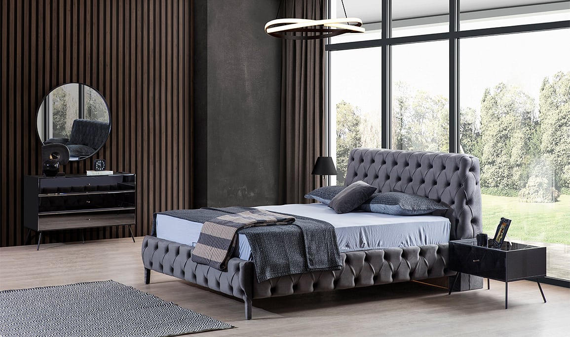 Medusa Home Mobilya - Bronze Antrasit 6 Kapaklı Yatak Odası