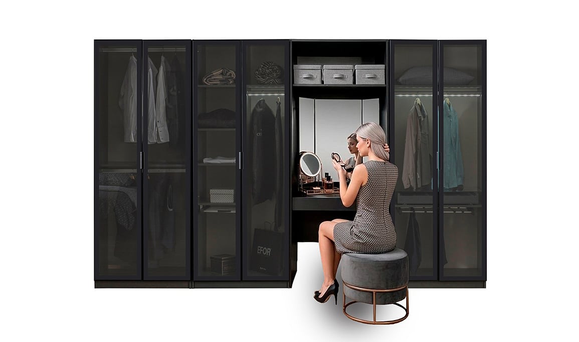 Medusa Home Mobilya - Bronze Antrasit Makyaj Masalı Gardırop