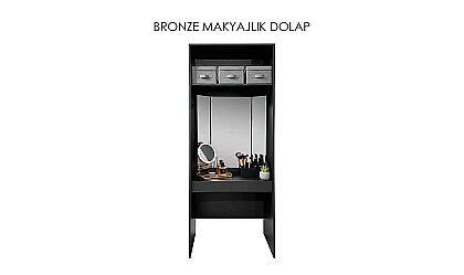 Medusa Home Mobilya - Bronze Antrasit Makyaj Masalı Gardırop