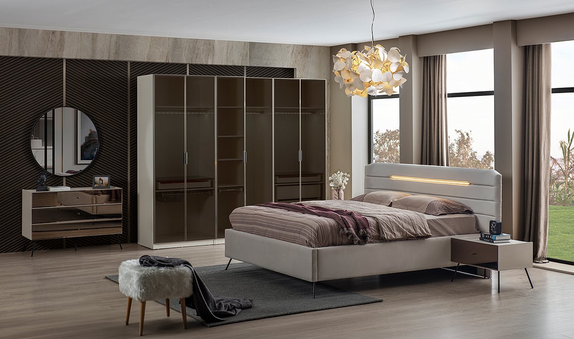 Medusa Home Mobilya - Bronze Aytaşı 6 Kapaklı Yatak Odası