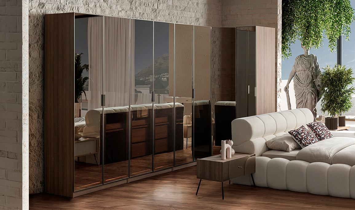 Medusa Home Mobilya - Bronze Ceviz Köşe Yatak Odası