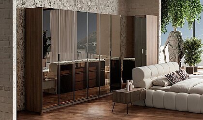 Medusa Home Mobilya - Bronze Ceviz Köşe Yatak Odası