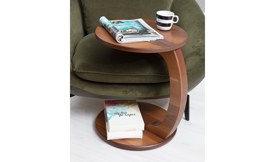 Medusa Home Mobilya - C Walnut Yan Sehpa
