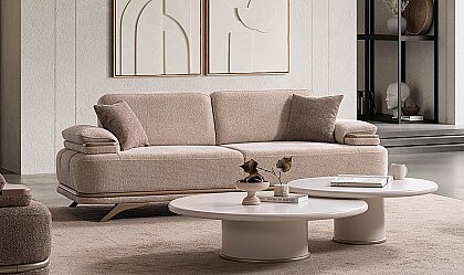 Medusa Home Mobilya - Caddie Bej Üçlü Koltuk