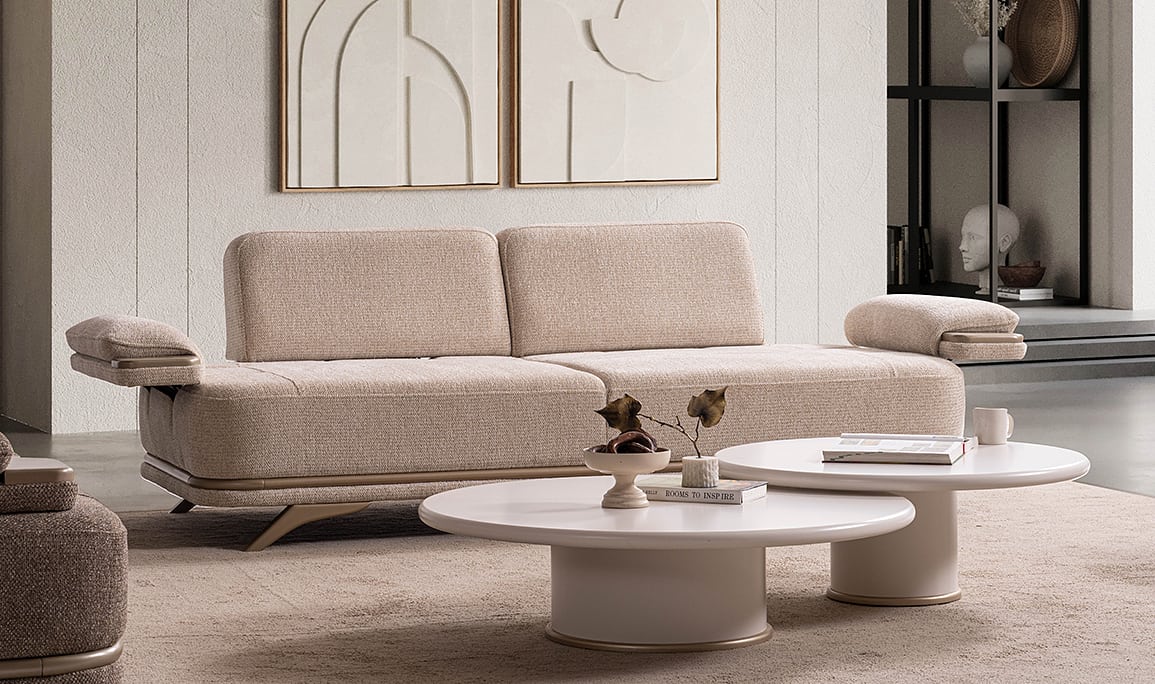 Medusa Home Mobilya - Caddie Bej Üçlü Koltuk