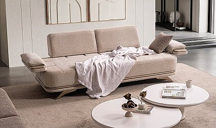 Medusa Home Mobilya - Caddie Bej Üçlü Koltuk