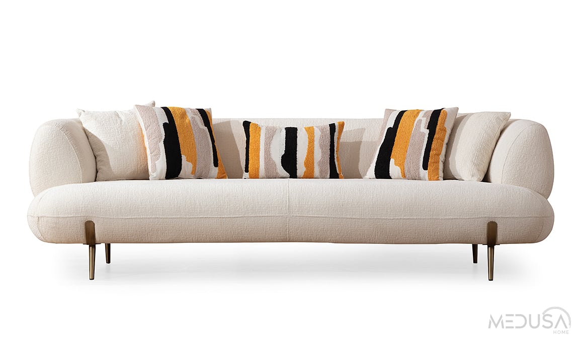 Medusa Home Mobilya - Candy Beyaz Üçlü Koltuk