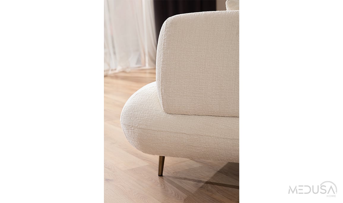 Medusa Home Mobilya - Candy Beyaz Üçlü Koltuk