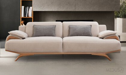 Medusa Home - Capella Krem Üçlü Koltuk Medusa Home - Capella Krem Üçlü Koltuk