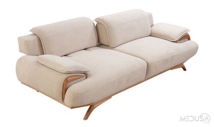 Medusa Home Mobilya - Capella Krem Üçlü Koltuk