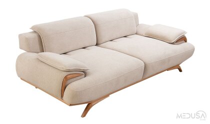 Medusa Home Mobilya - Capella Krem Üçlü Koltuk