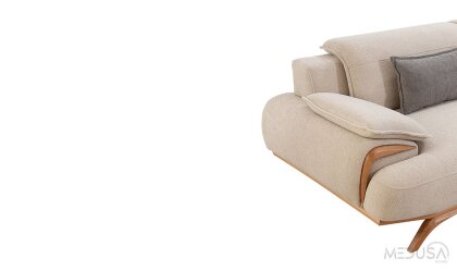 Medusa Home Mobilya - Capella Krem Üçlü Koltuk