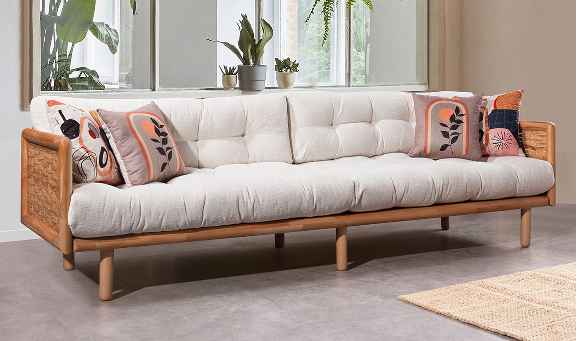 Medusa Home Mobilya - Cardiff Ahşap Üçlü Koltuk