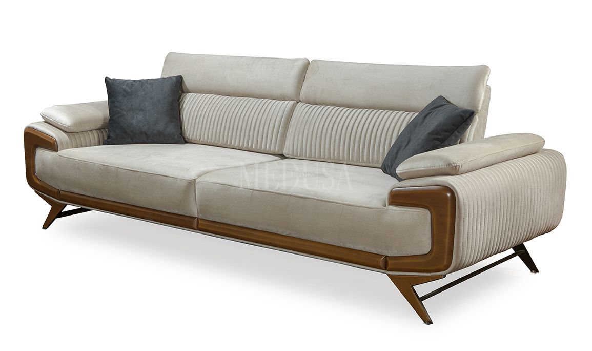 Medusa Home Mobilya - Carino Beyaz Üçlü Koltuk