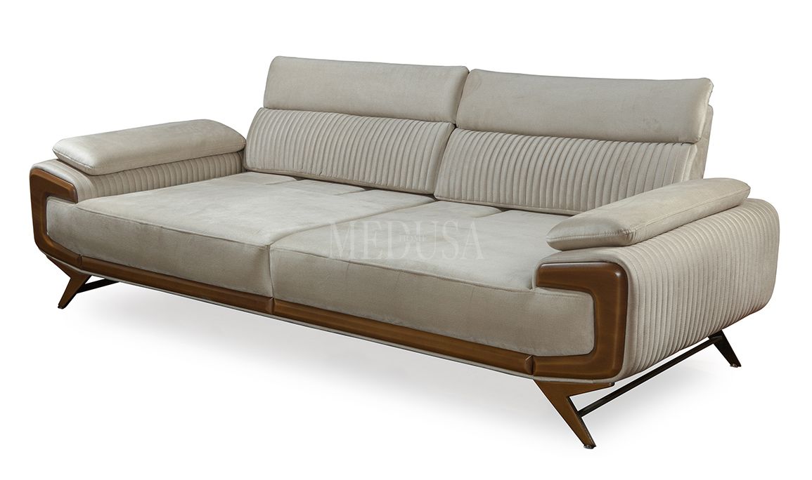 Medusa Home Mobilya - Carino Beyaz Üçlü Koltuk