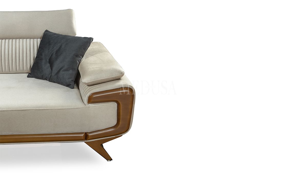 Medusa Home Mobilya - Carino Beyaz Üçlü Koltuk