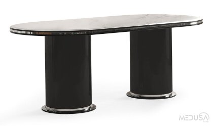 Medusa Home Mobilya - Cartier Antrasit Oval Yemek Masası
