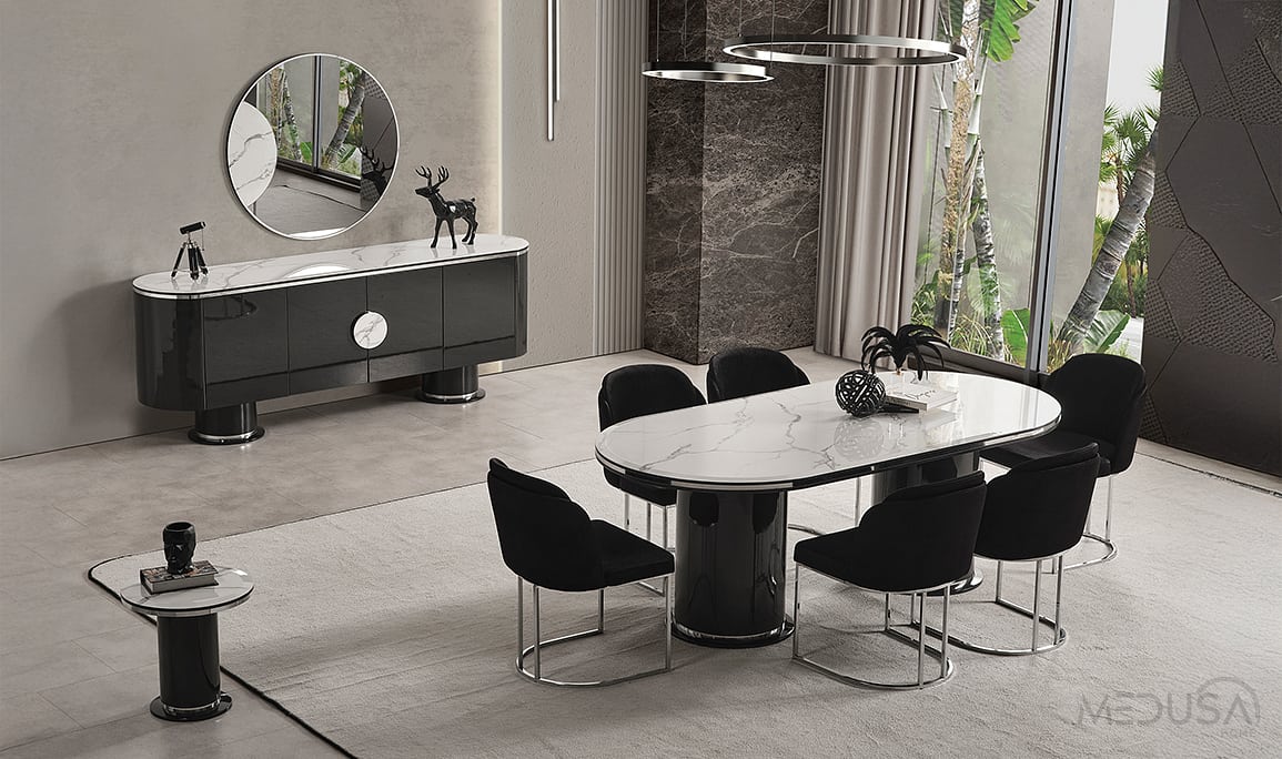 Medusa Home Mobilya - Cartier Antrasit Yemek Odası