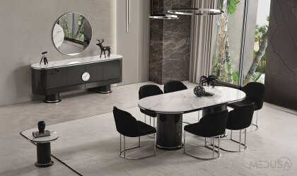 Medusa Home Mobilya - Cartier Antrasit Yemek Odası