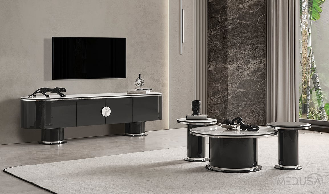 Medusa Home Mobilya - Cartier Antrasit Yemek Odası