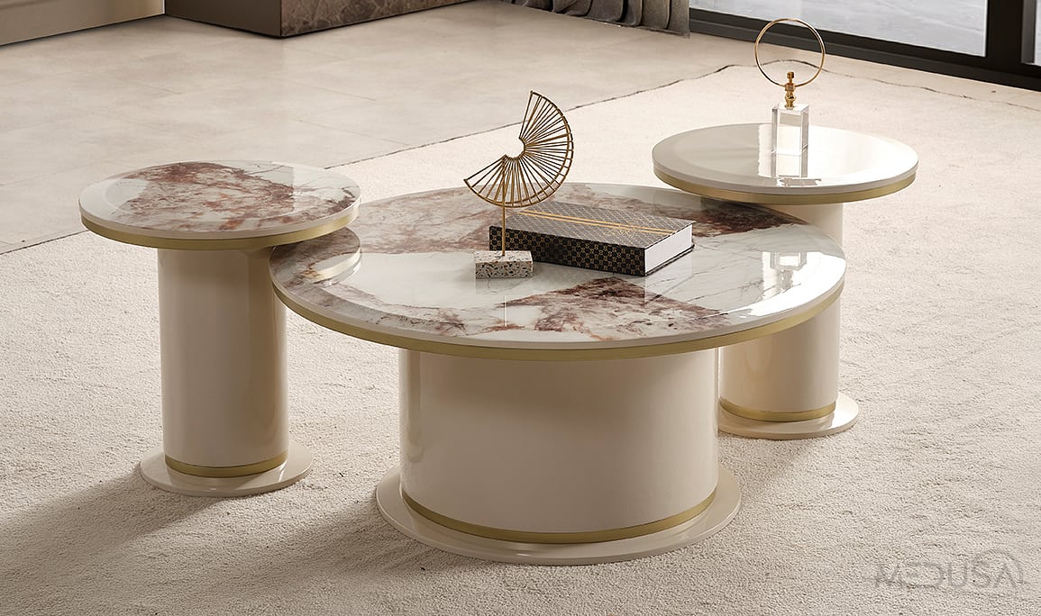 Medusa Home Mobilya - Cartier Krem Orta Sehpa