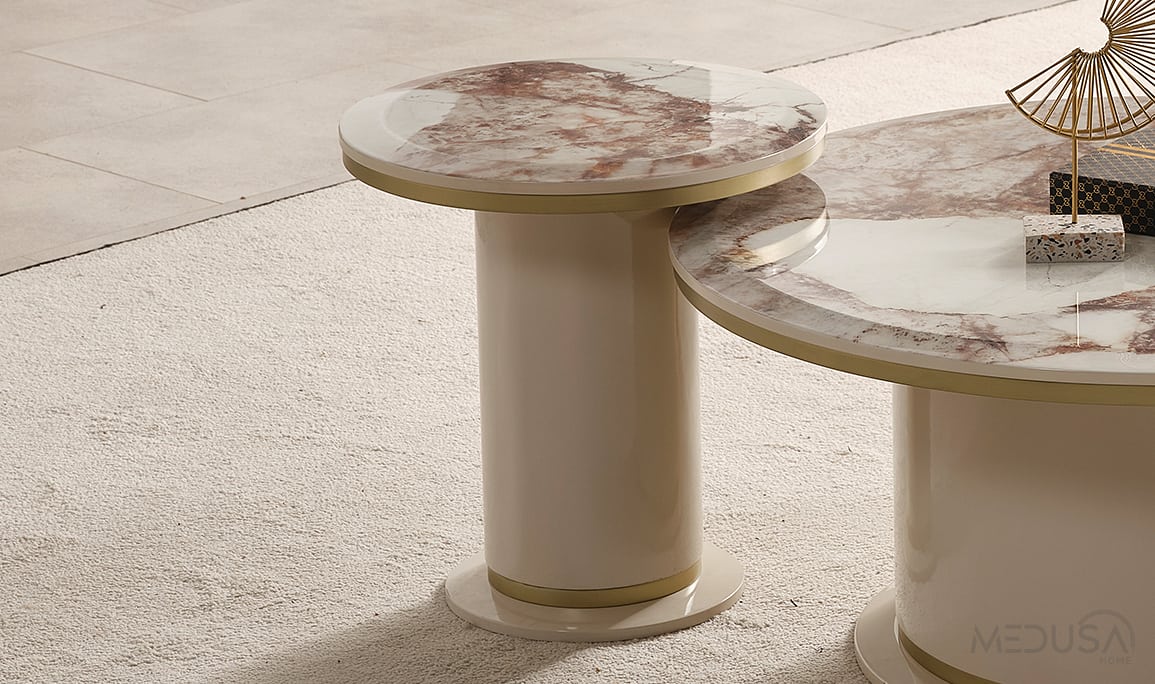 Medusa Home Mobilya - Cartier Krem Orta Sehpa