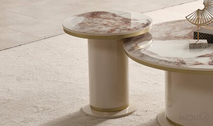 Medusa Home Mobilya - Cartier Krem Sehpa Seti