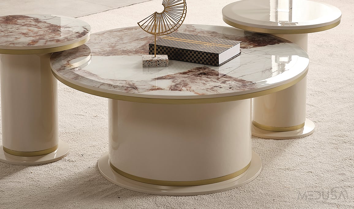 Medusa Home Mobilya - Cartier Krem Sehpa Seti