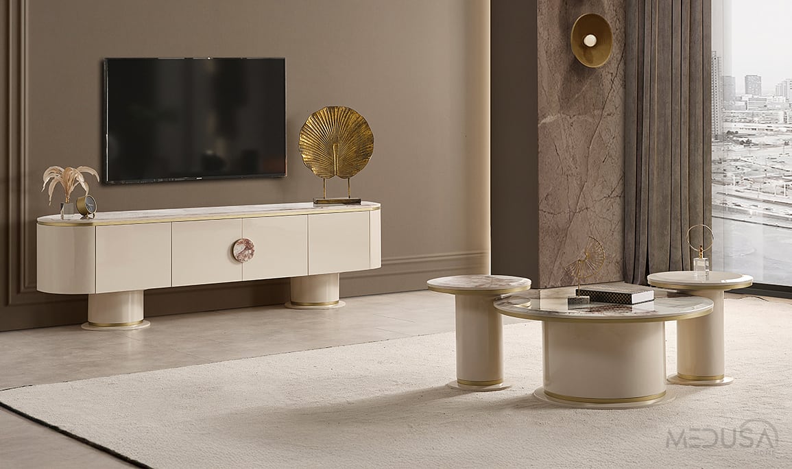 Medusa Home Mobilya - Cartier Krem Tv Sehpası