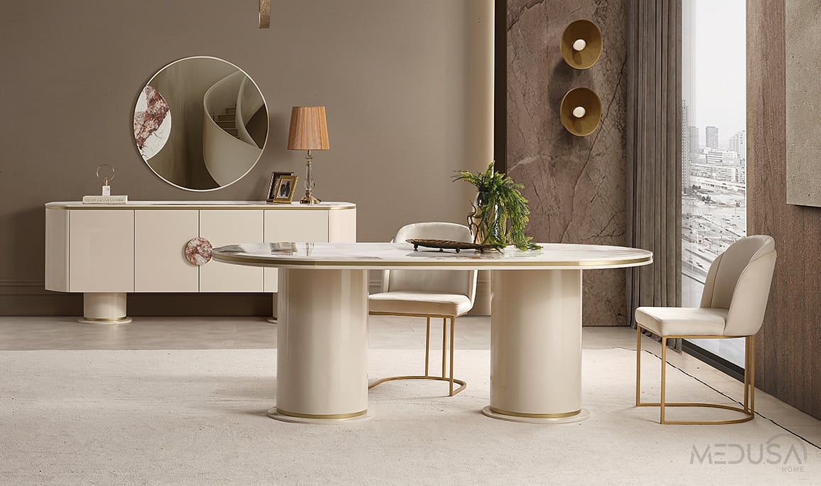 Medusa Home Mobilya - Cartier Krem Yemek Odası