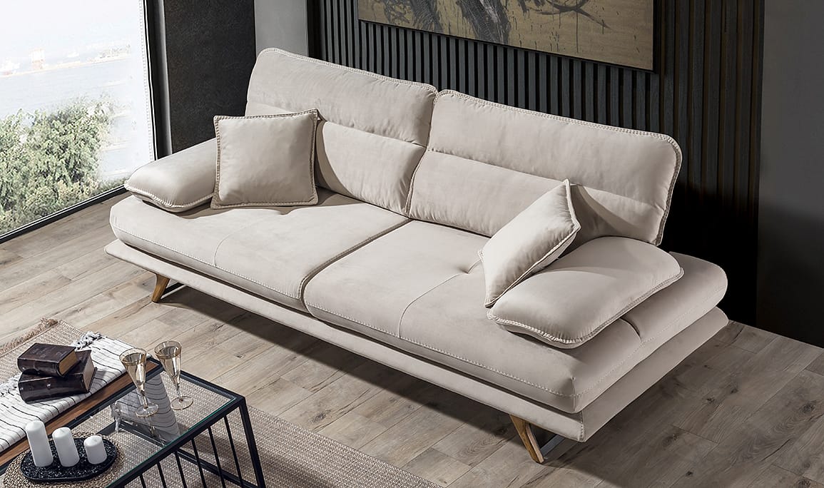 Medusa Home Mobilya - Cathedra Beyaz Üçlü Koltuk