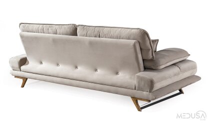 Medusa Home Mobilya - Cathedra Beyaz Üçlü Koltuk