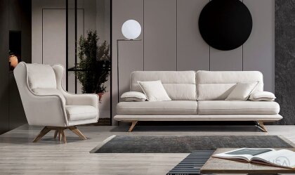 Medusa Home Mobilya - Cathedra Beyaz Üçlü Koltuk