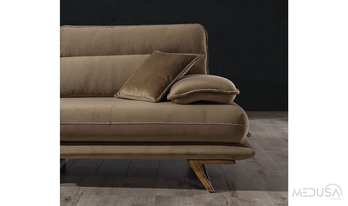 Medusa Home Mobilya - Cathedra Kahve Üçlü Koltuk