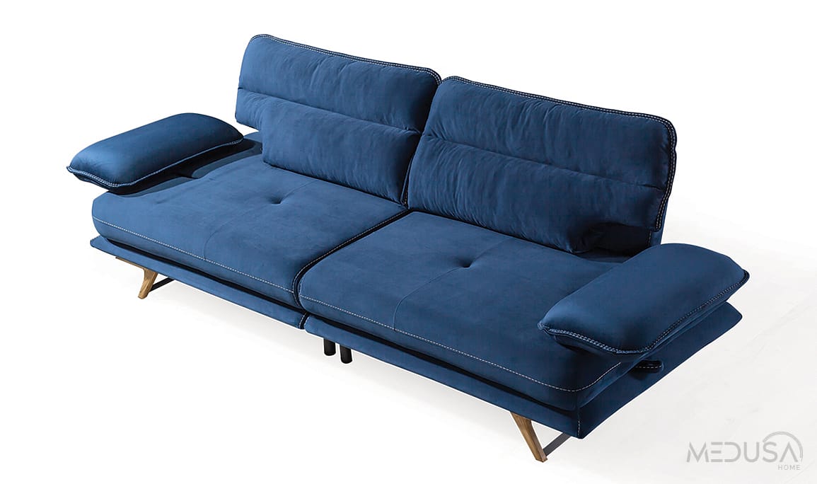 Medusa Home Mobilya - Cathedra Mavi Üçlü Koltuk