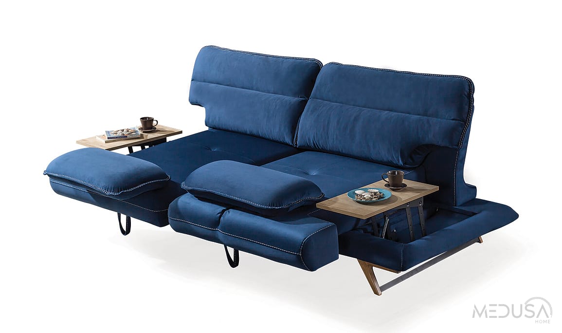 Medusa Home Mobilya - Cathedra Mavi Üçlü Koltuk