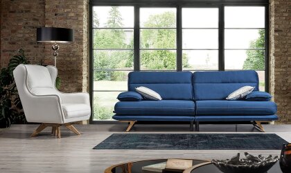 Medusa Home Mobilya - Cathedra Mavi Üçlü Koltuk