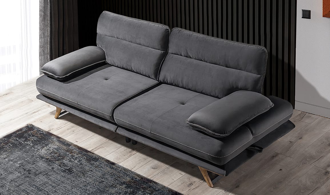Medusa Home Mobilya - Cathedra Siyah Üçlü Koltuk
