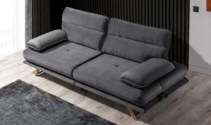 Medusa Home Mobilya - Cathedra Siyah Üçlü Koltuk