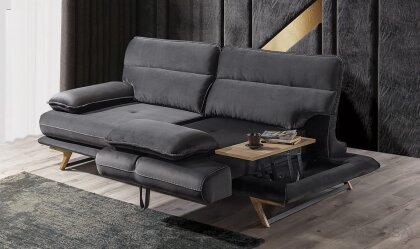 Medusa Home Mobilya - Cathedra Siyah Üçlü Koltuk