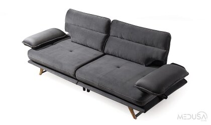Medusa Home Mobilya - Cathedra Siyah Üçlü Koltuk