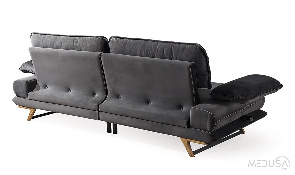 Medusa Home Mobilya - Cathedra Siyah Üçlü Koltuk