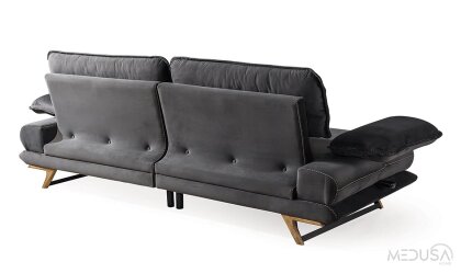 Medusa Home Mobilya - Cathedra Siyah Üçlü Koltuk