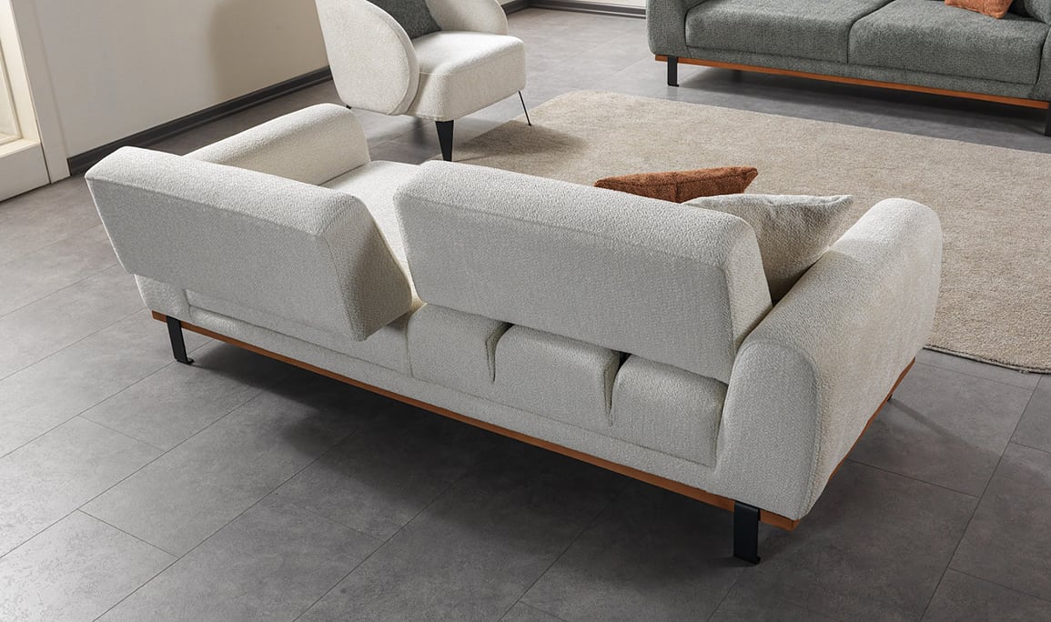 Medusa Home Mobilya - Ceren Beyaz Üçlü Koltuk