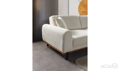 Medusa Home Mobilya - Ceren Beyaz Üçlü Koltuk