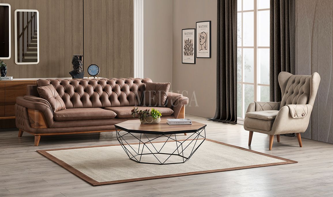 Medusa Home Mobilya - Chello Üçlü Koltuk Kahve