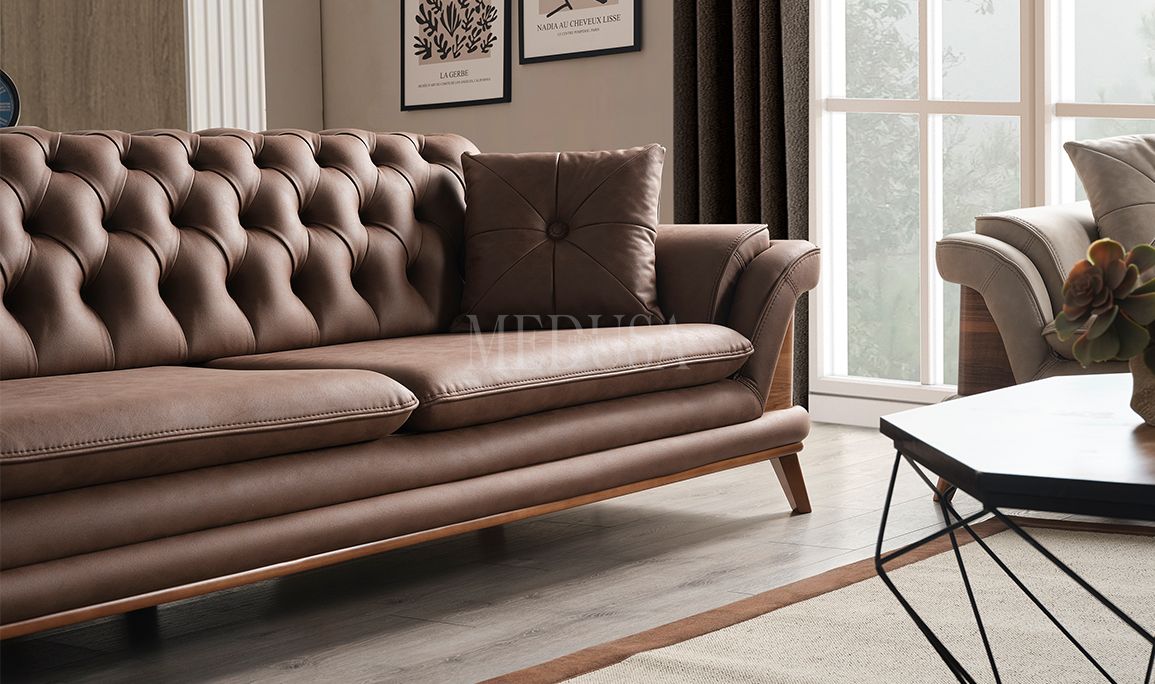 Medusa Home Mobilya - Chello Üçlü Koltuk Kahve